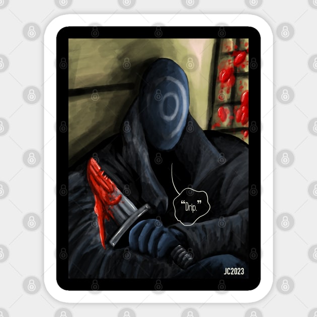 Onomatopoeia "Unexpected Visitor" portrait (digital) Sticker by StagArtStudios